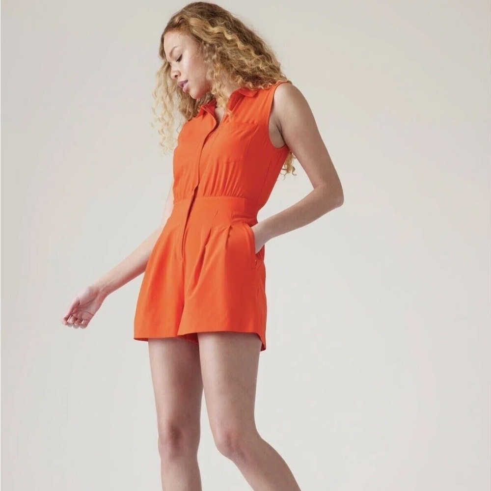 Athleta Brooklyn Romper in Vermillion size 8 Petite, NWT